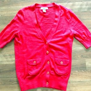 Banana Republic red, short-sleeve cardigan
